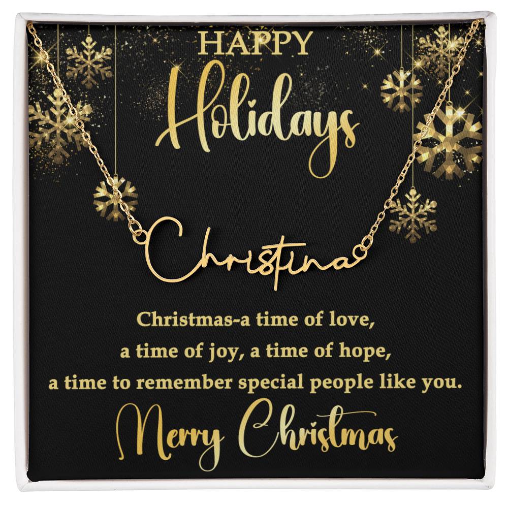 For Her - Happy Holidays Signature Name Necklace