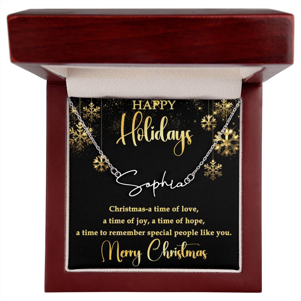 For Her - Happy Holidays Signature Name Necklace