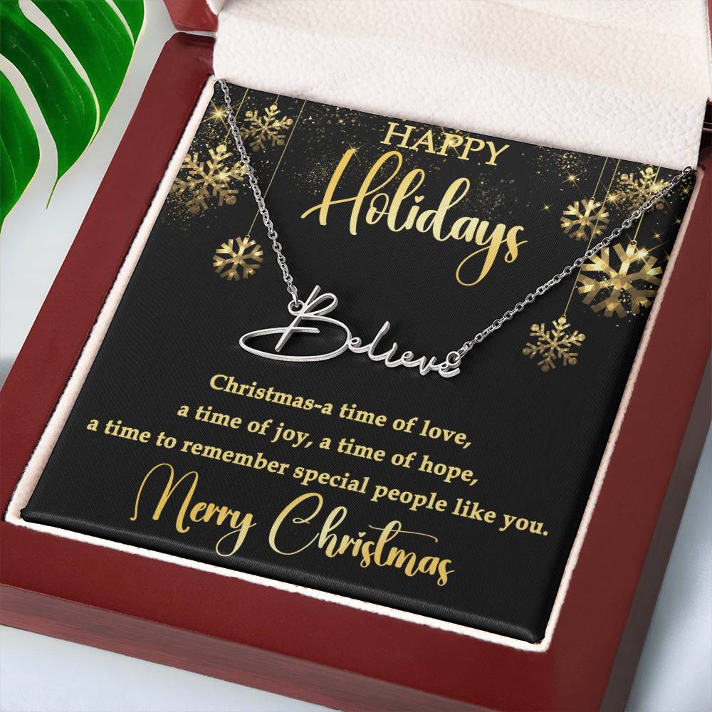 For Her - Happy Holidays Signature Name Necklace