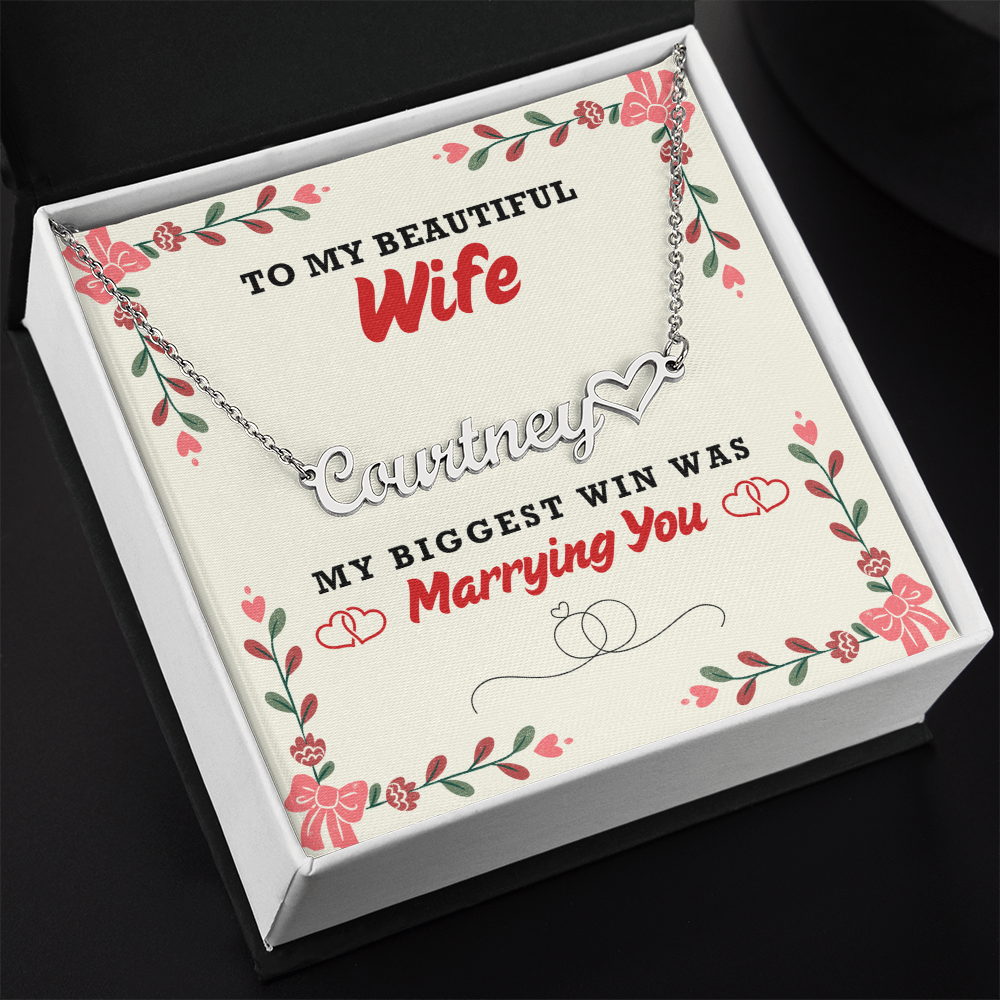 Wife - Biggest Win Heart Name Necklace