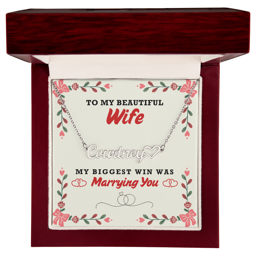 Wife - Biggest Win Heart Name Necklace