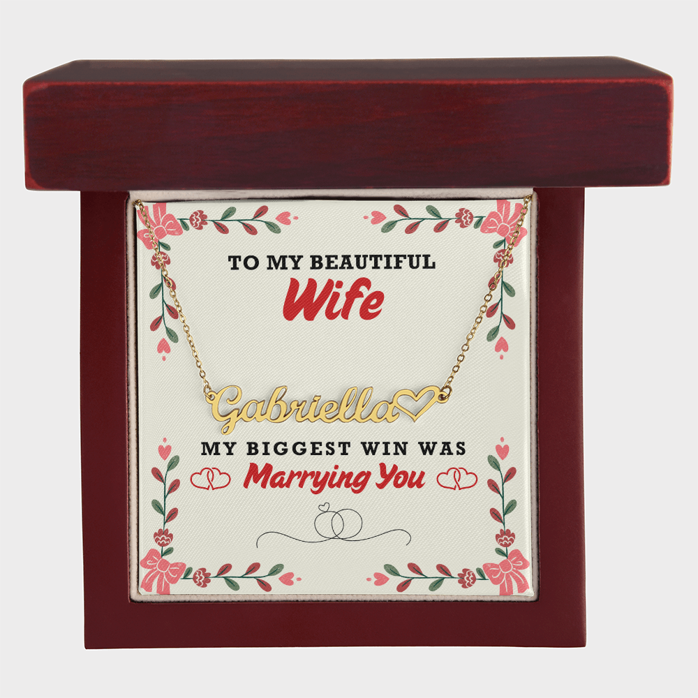 Wife - Biggest Win Heart Name Necklace