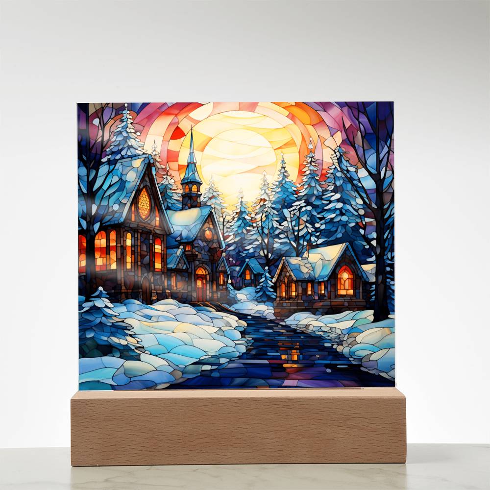 Stained Glass Christmas V2 | Acrylic Square Plaque