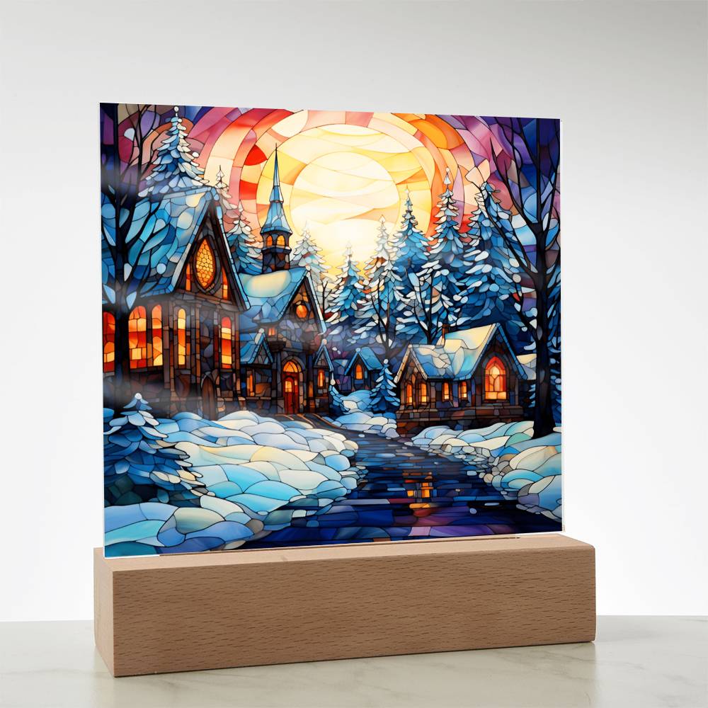 Stained Glass Christmas V2 | Acrylic Square Plaque