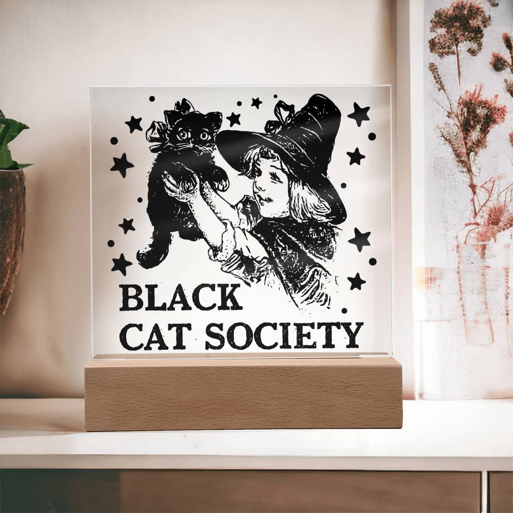 Black Cat Society Acrylic Square Plaque