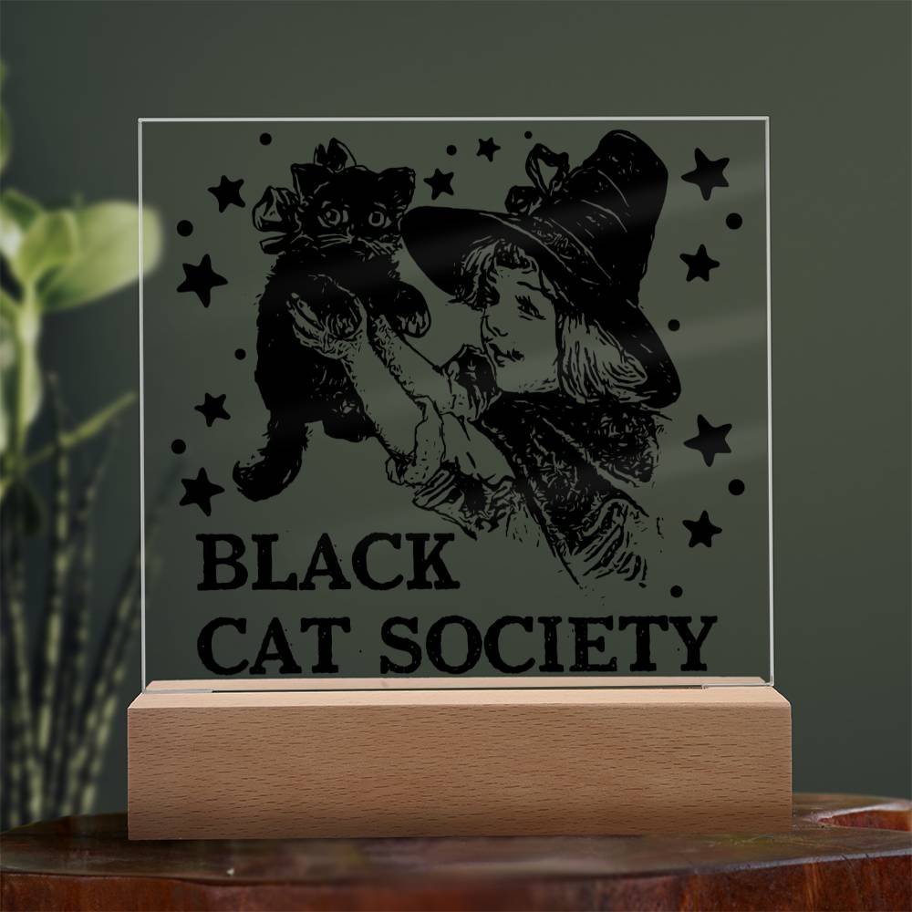 Black Cat Society Acrylic Square Plaque