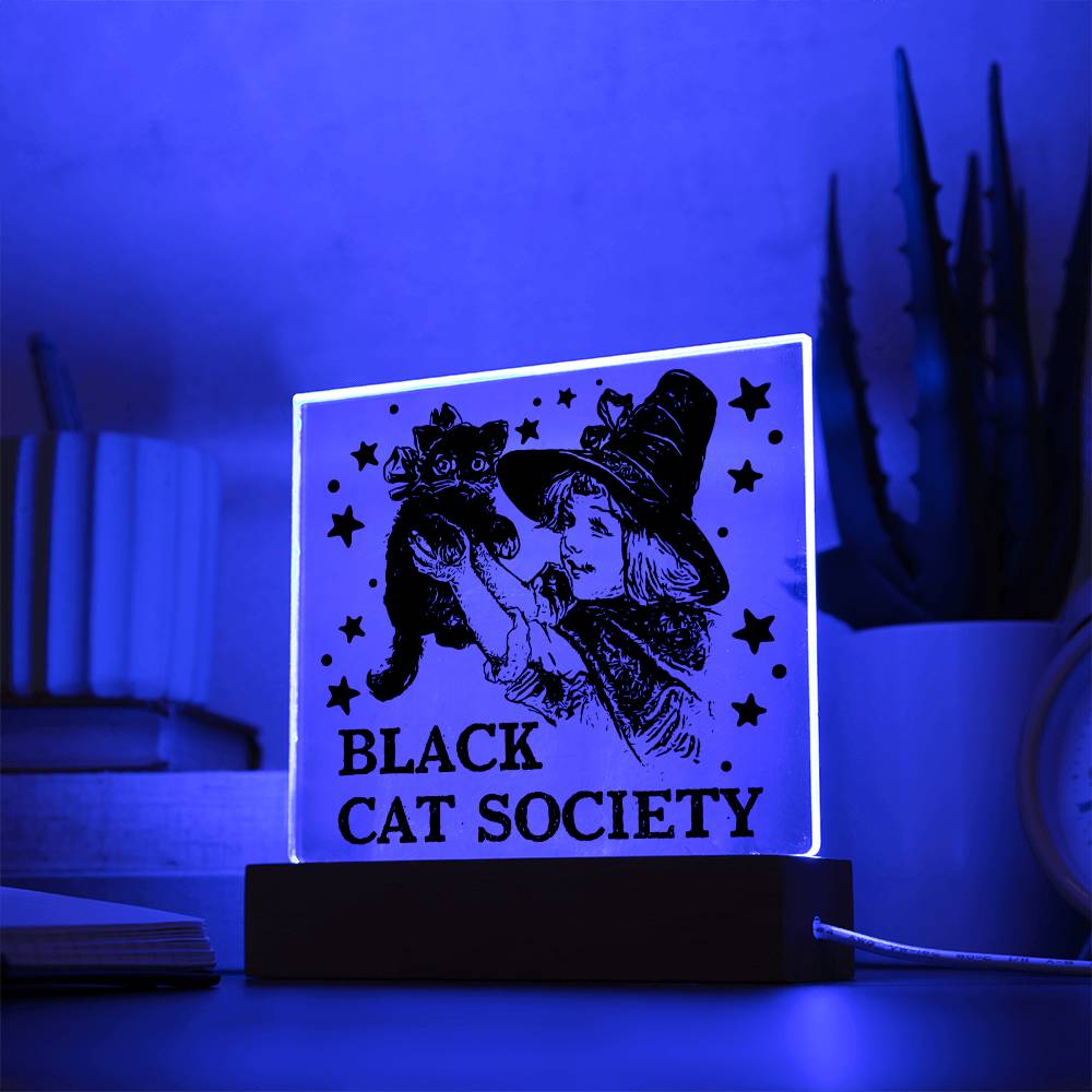 Black Cat Society Acrylic Square Plaque