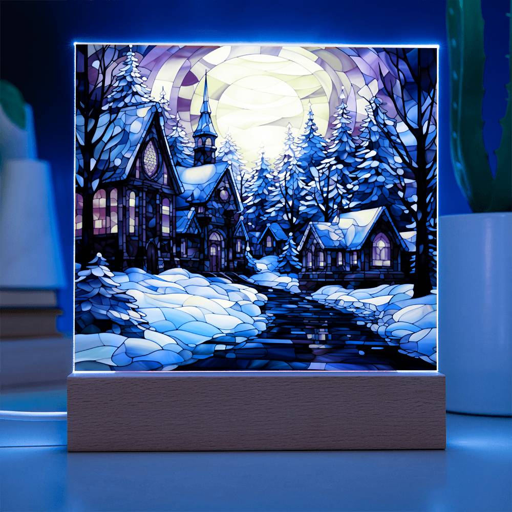 Stained Glass Christmas V2 | Acrylic Square Plaque