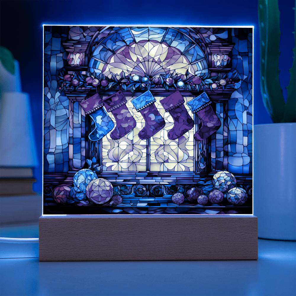 Stained Glass Christmas V1 - Acrylic Square Plaque