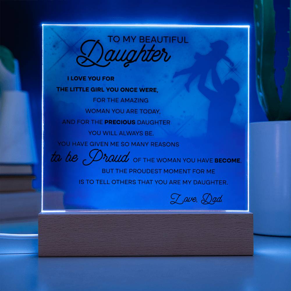 Daughter- Little Girl Acrylic Square Plaque