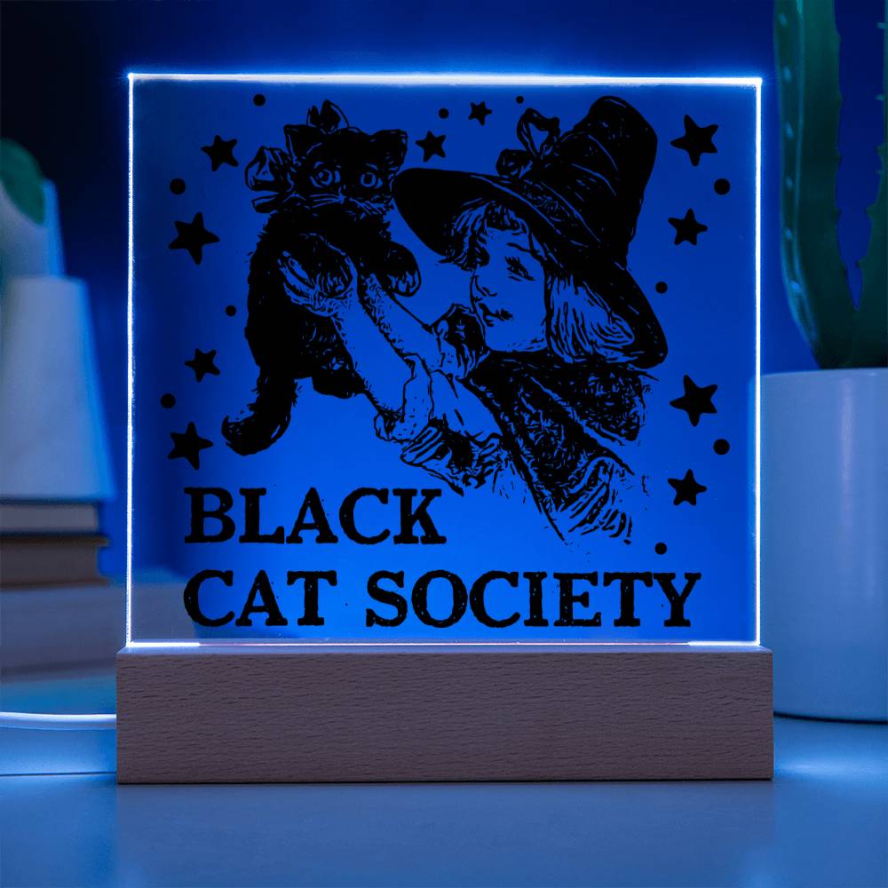 Black Cat Society Acrylic Square Plaque