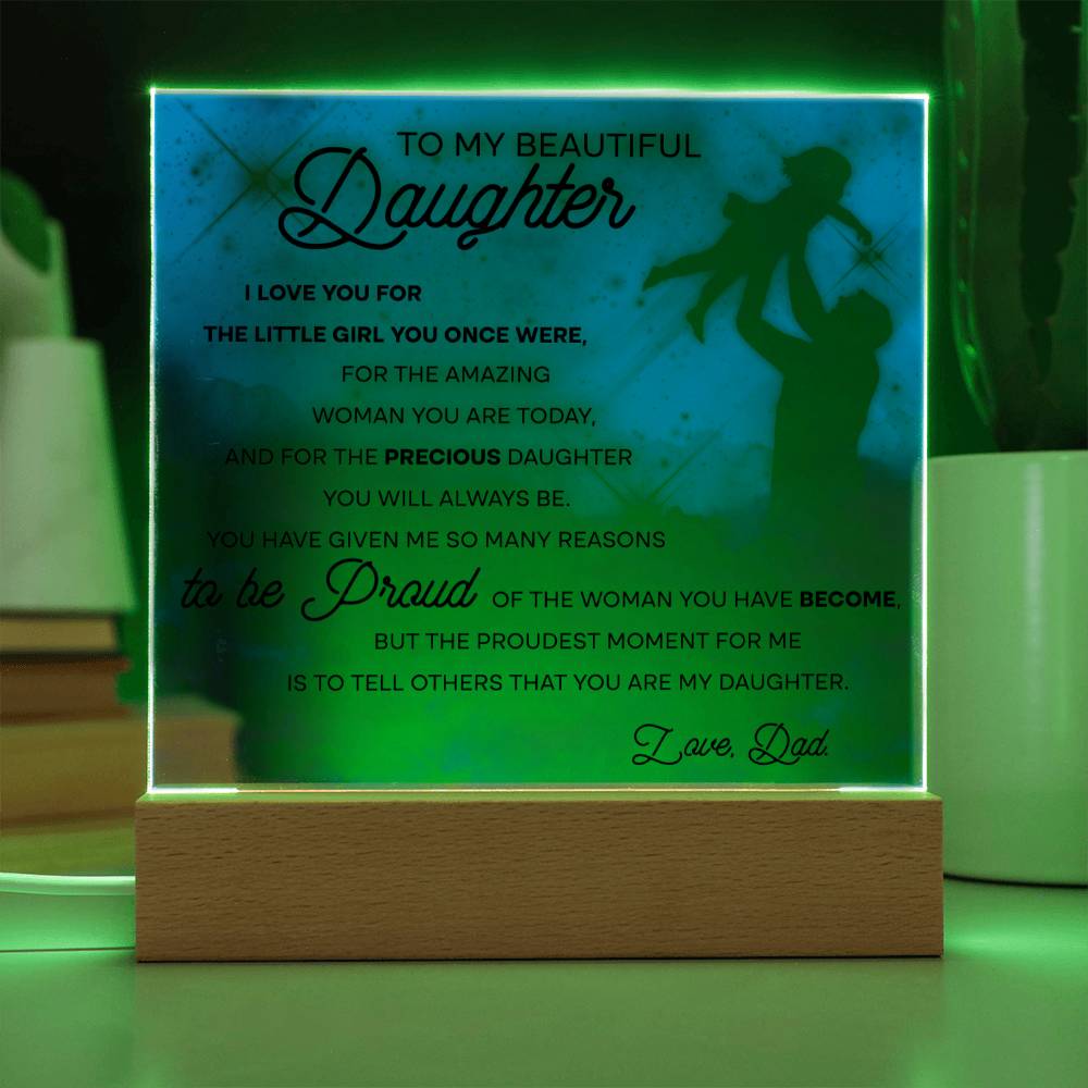 Daughter- Little Girl Acrylic Square Plaque