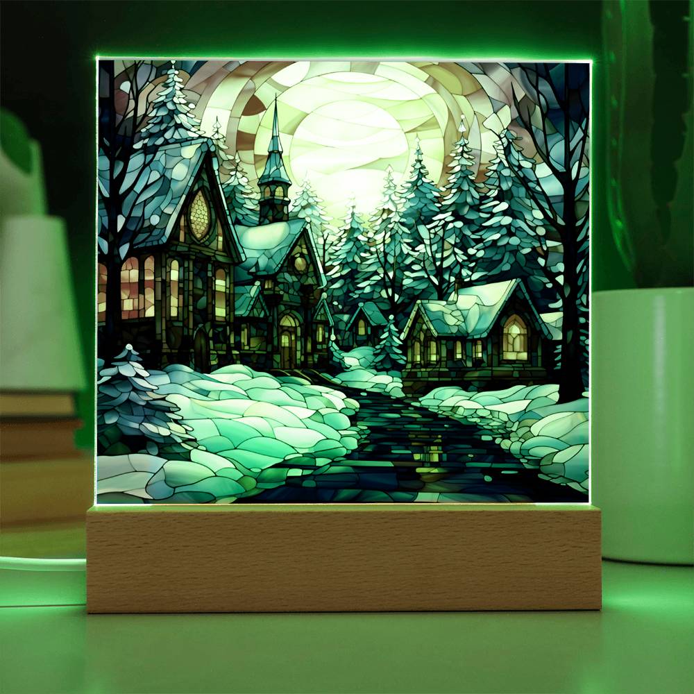 Stained Glass Christmas V2 | Acrylic Square Plaque
