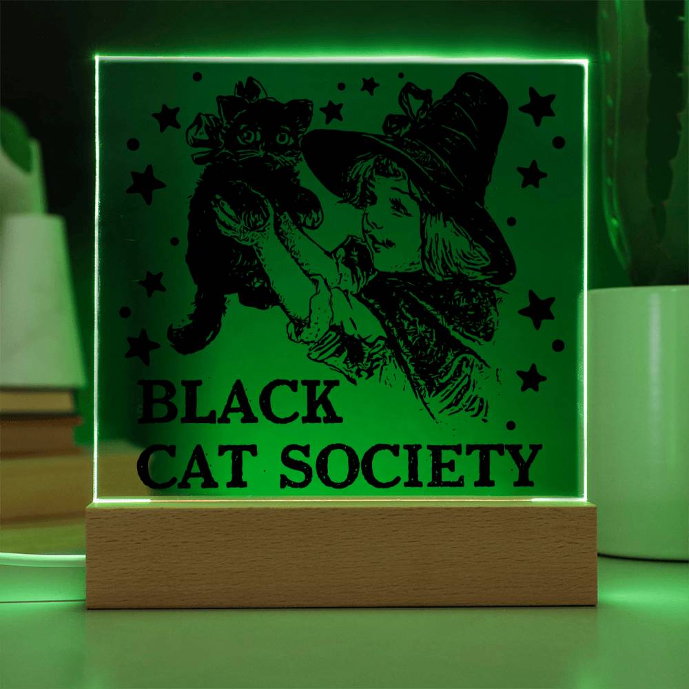 Black Cat Society Acrylic Square Plaque