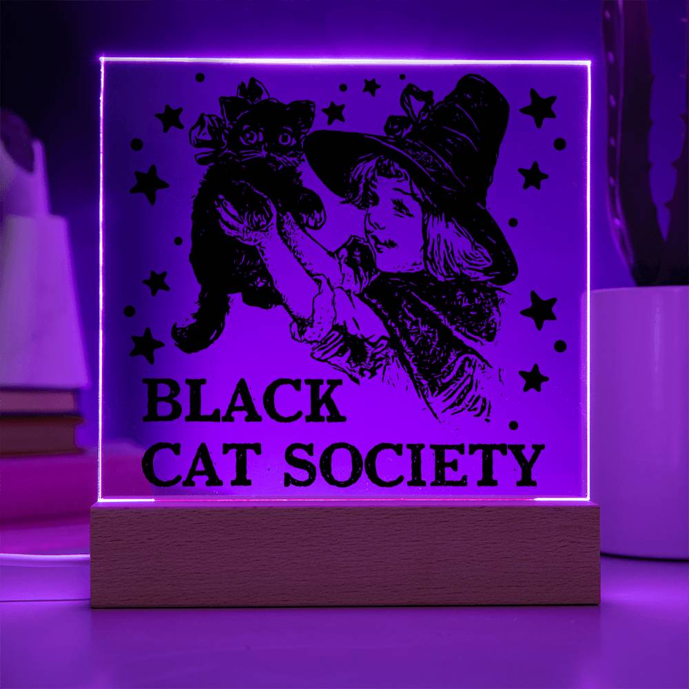 Black Cat Society Acrylic Square Plaque