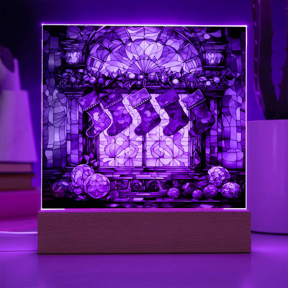 Stained Glass Christmas V1 - Acrylic Square Plaque