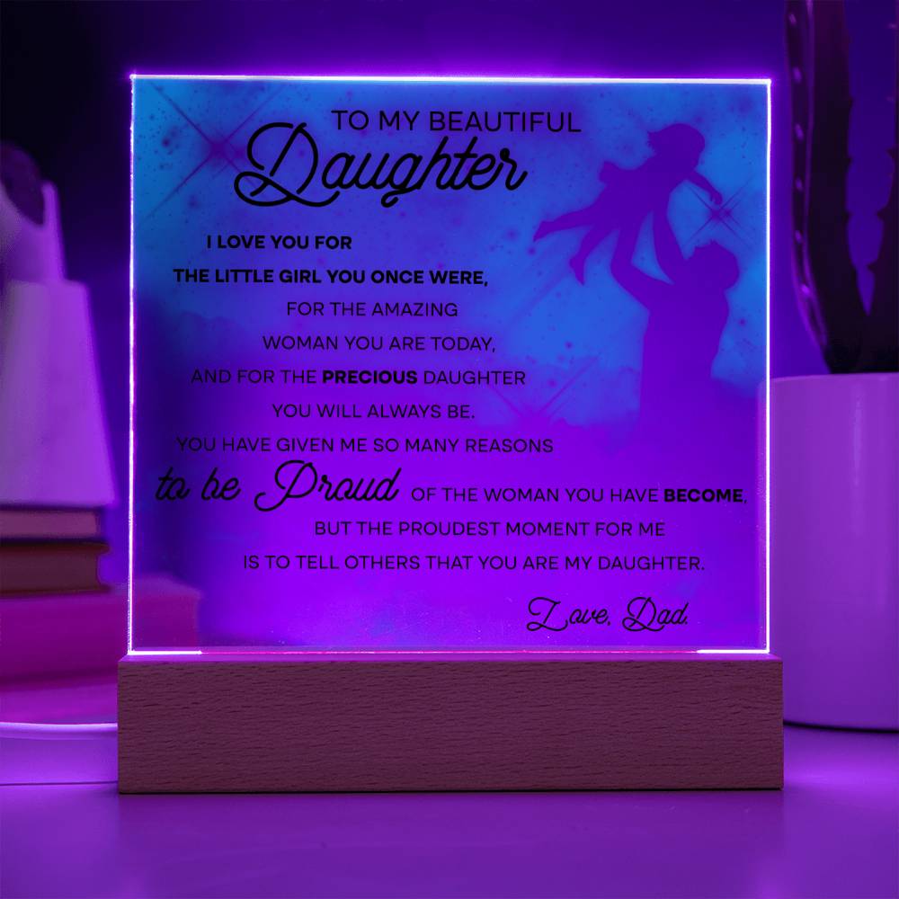 Daughter- Little Girl Acrylic Square Plaque