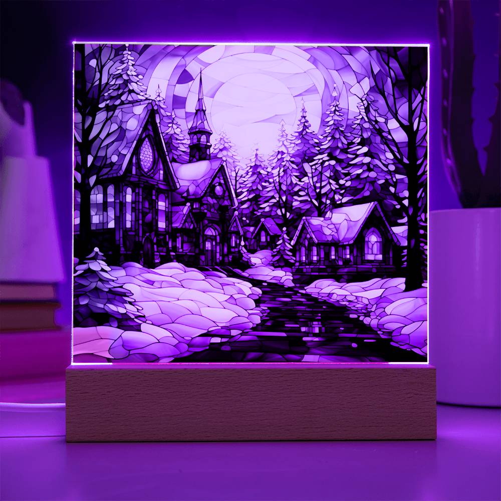 Stained Glass Christmas V2 | Acrylic Square Plaque