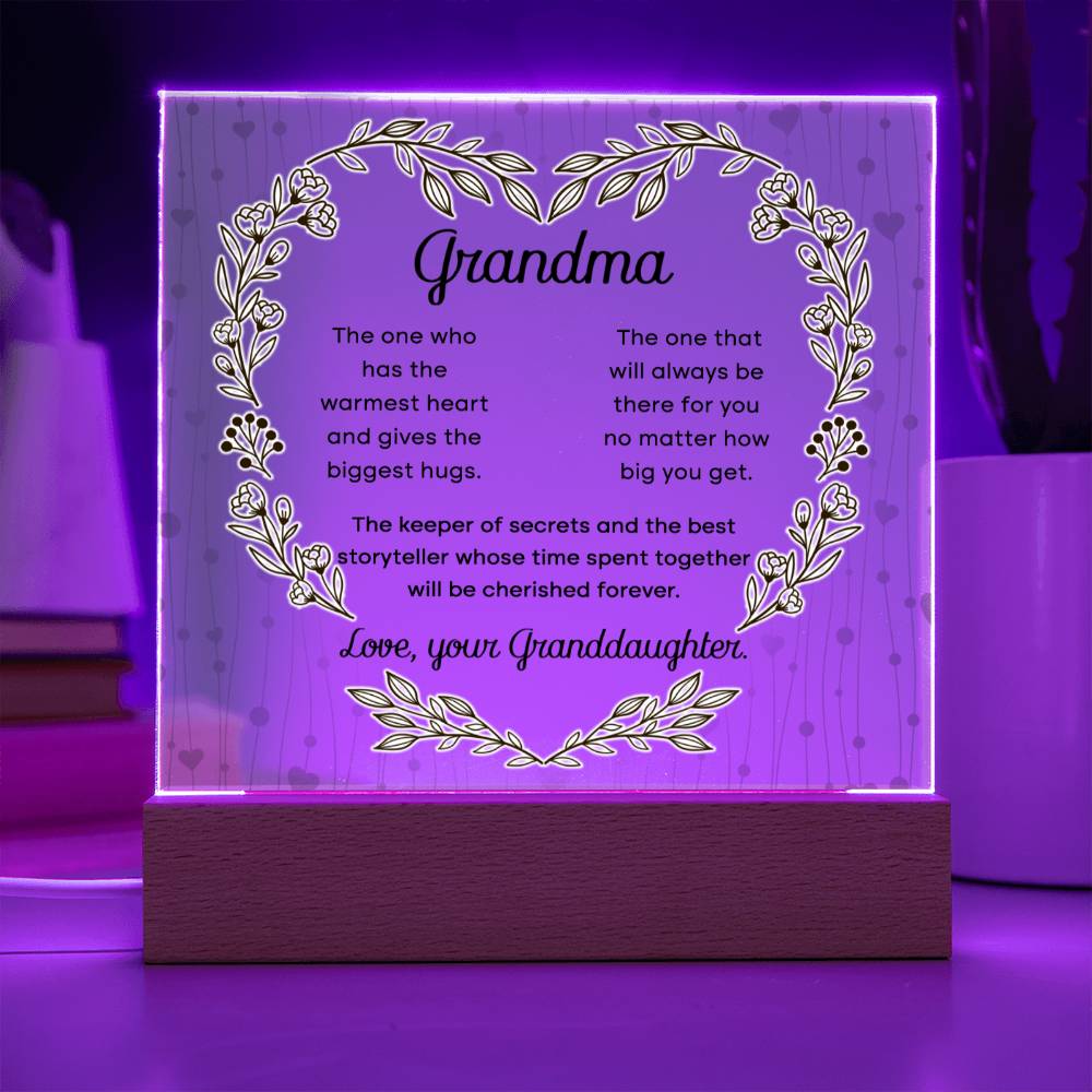 Grandma- Cherished Forever Acrylic Square Plaque