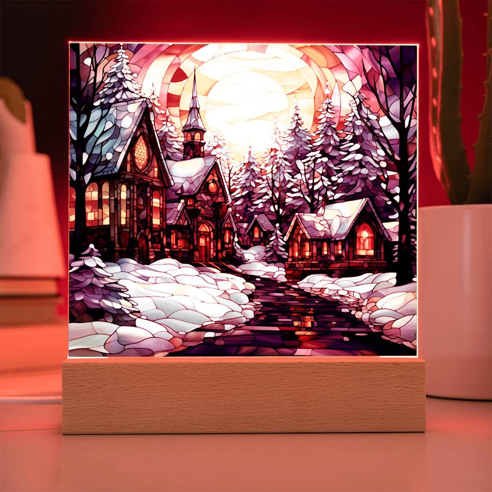 Stained Glass Christmas V2 | Acrylic Square Plaque