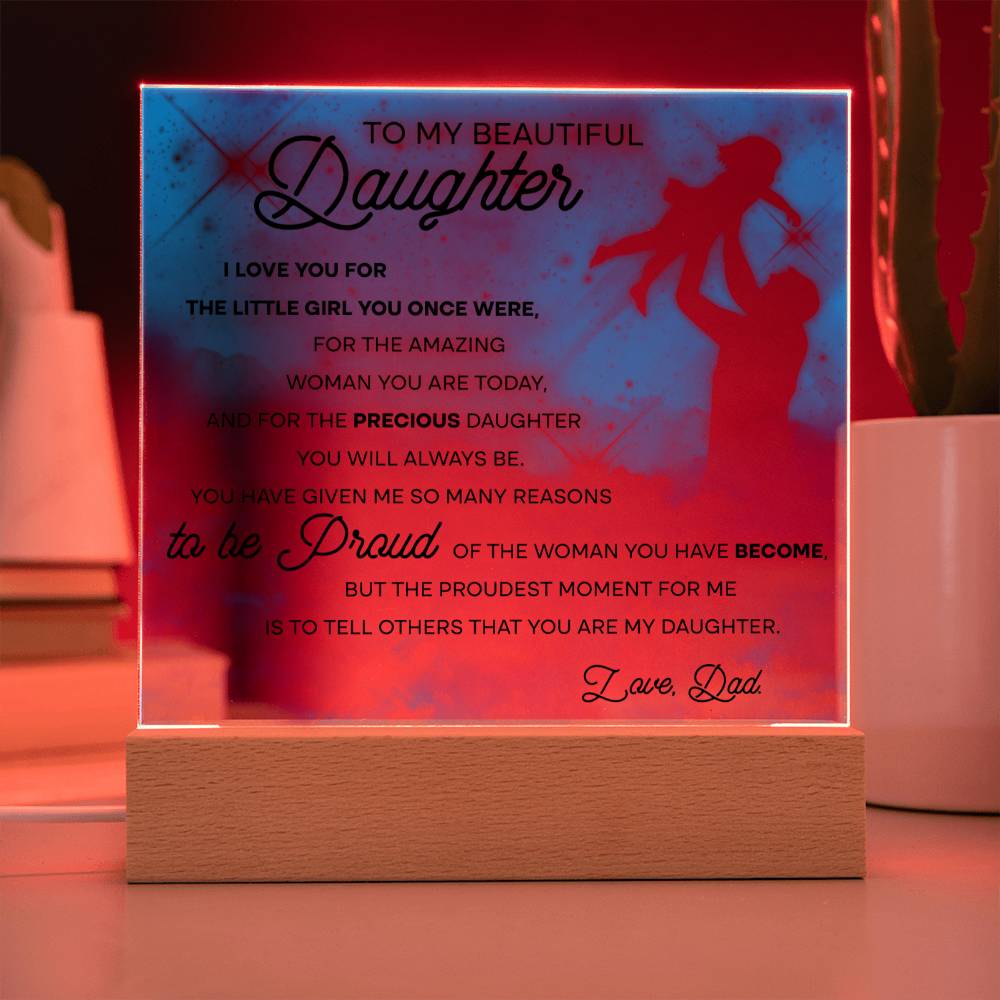 Daughter- Little Girl Acrylic Square Plaque
