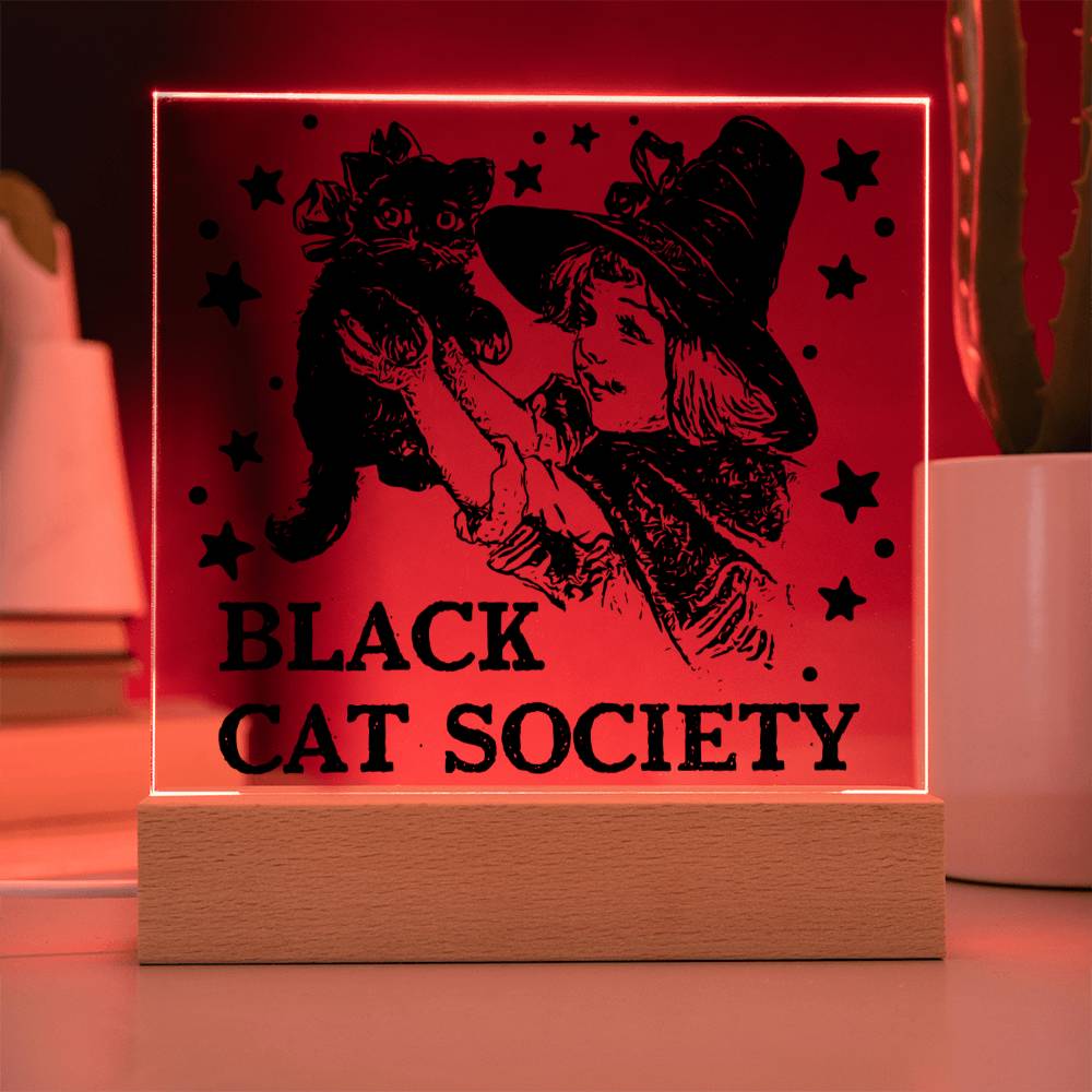 Black Cat Society Acrylic Square Plaque