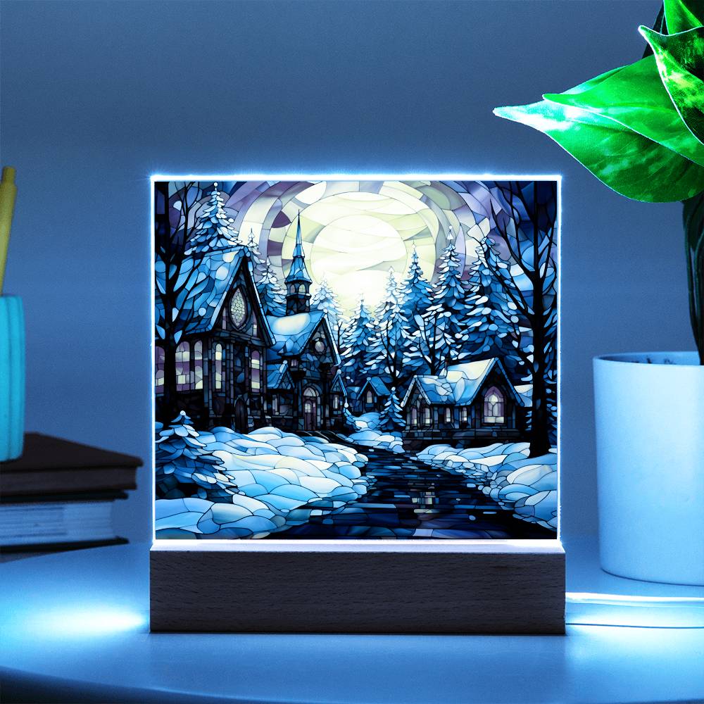Stained Glass Christmas V2 | Acrylic Square Plaque