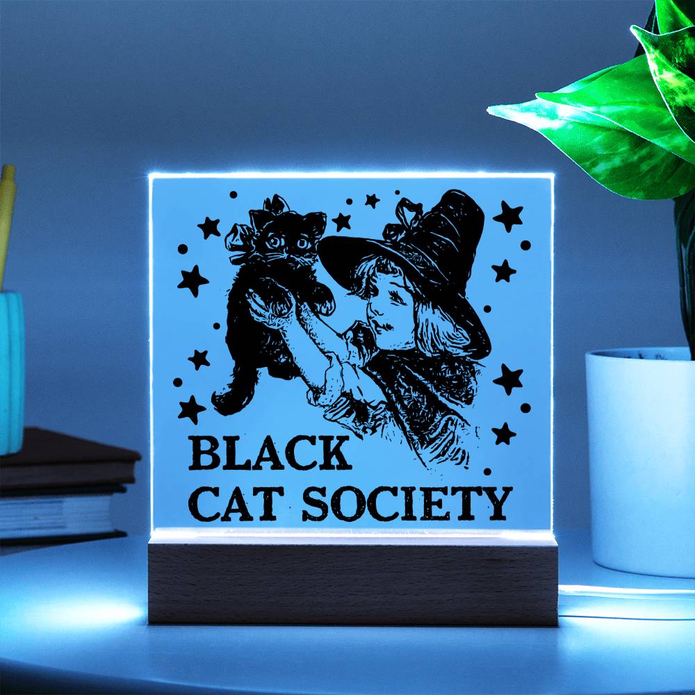 Black Cat Society Acrylic Square Plaque