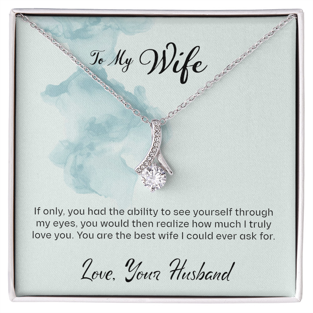 To Wife Message Card Necklace, Alluring Beauty Necklace, My Wife, My Wife Message Card Necklace for Wife